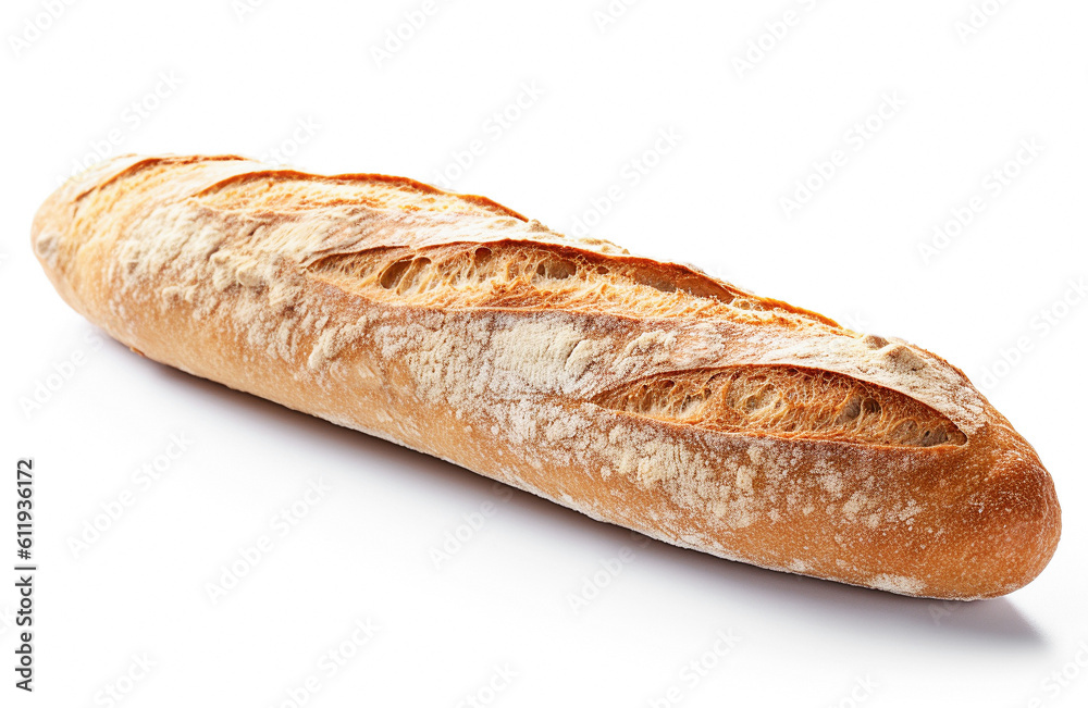 Ai generative. French baguette  on white