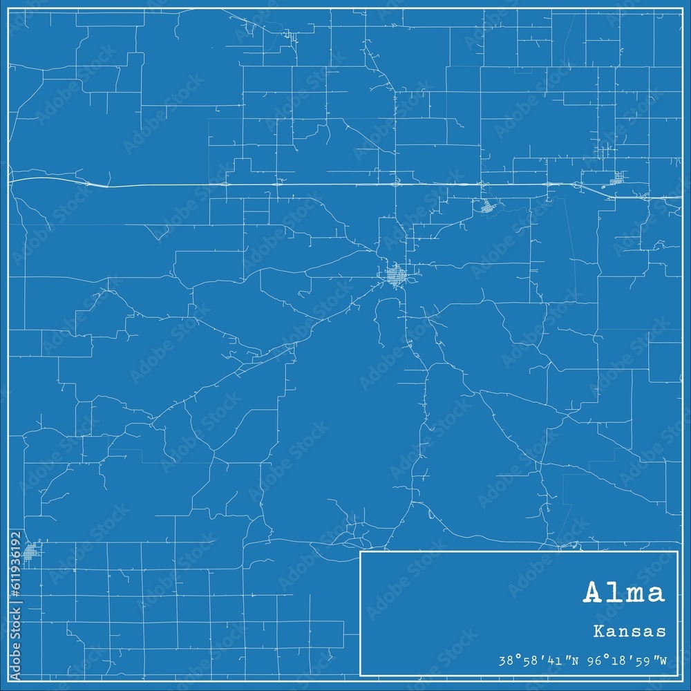 Blueprint US city map of Alma, Kansas. Blueprint US city map of Alma, Kansas.