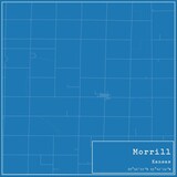 Blueprint US city map of Morrill, Kansas.