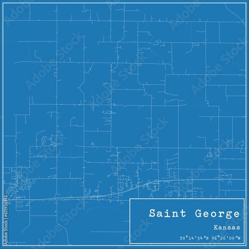 Blueprint US city map of Saint George, Kansas.