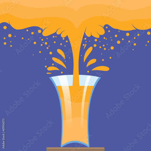 Vector Fresh Orange Sliced Frame with Vector Orange Splatter on Blue Background. Tropical Sweet Fruit Pattern. Citrus Juice