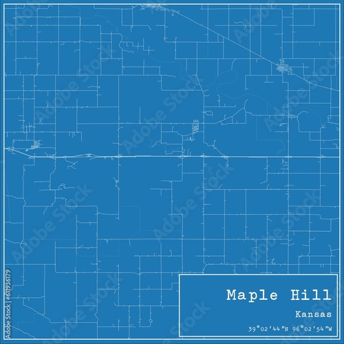 Blueprint US city map of Maple Hill  Kansas.