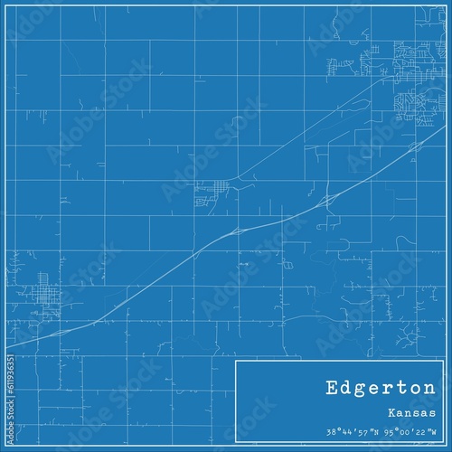 Blueprint US city map of Edgerton, Kansas.