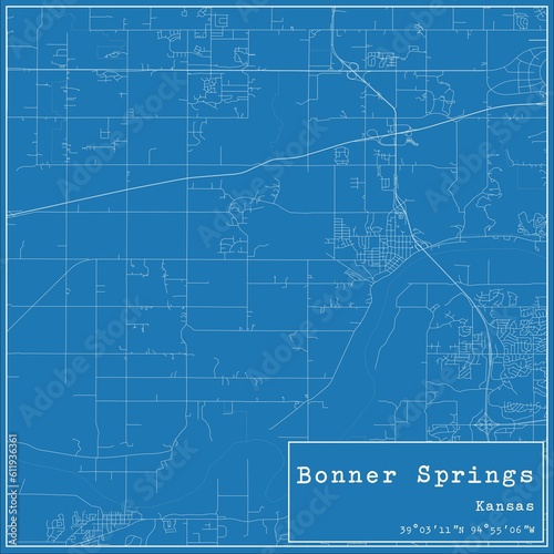 Blueprint US city map of Bonner Springs, Kansas. photo