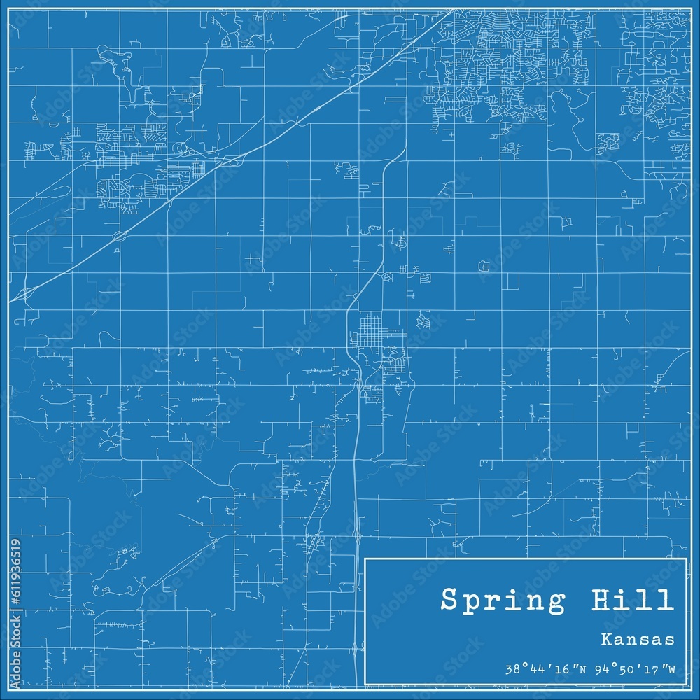 Obraz premium Blueprint US city map of Spring Hill, Kansas.