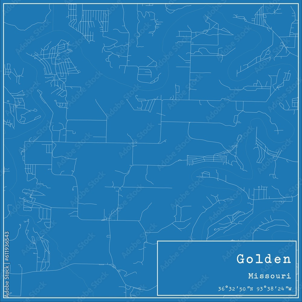 Blueprint US city map of Golden, Missouri.