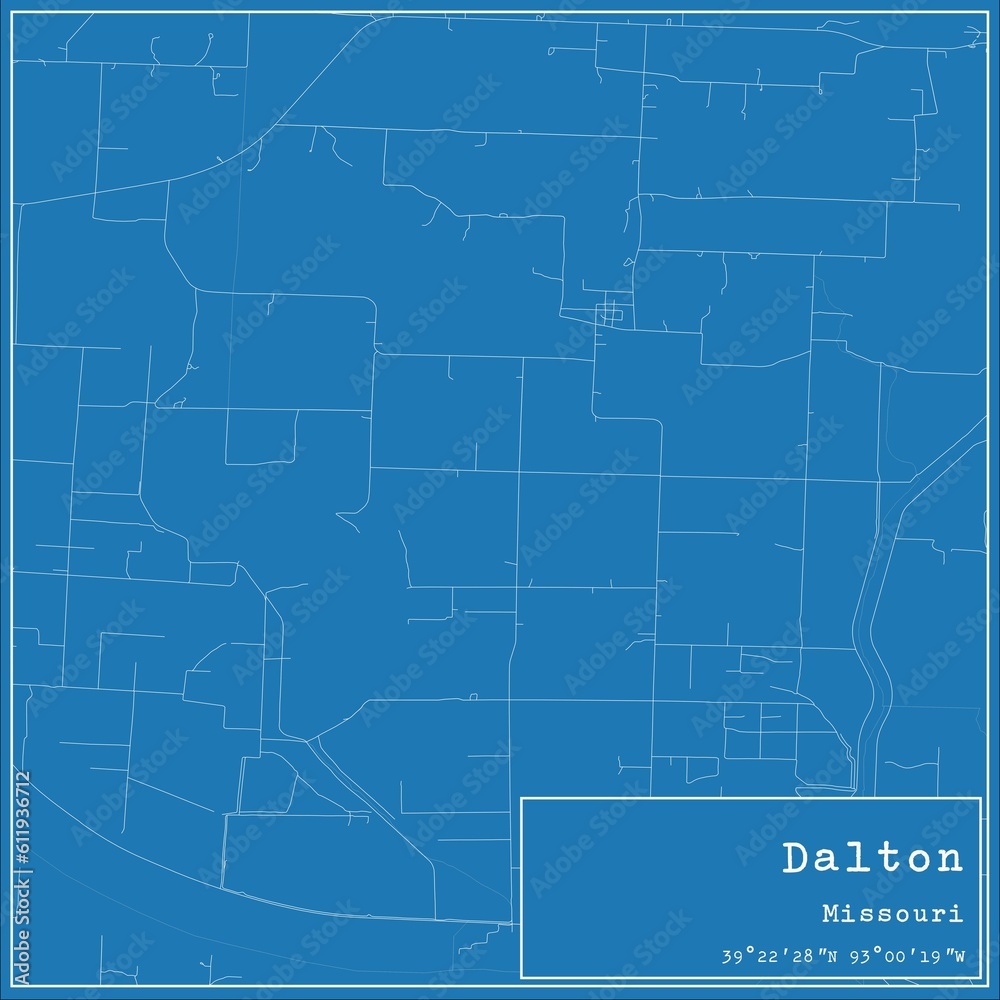 Blueprint US city map of Dalton, Missouri.