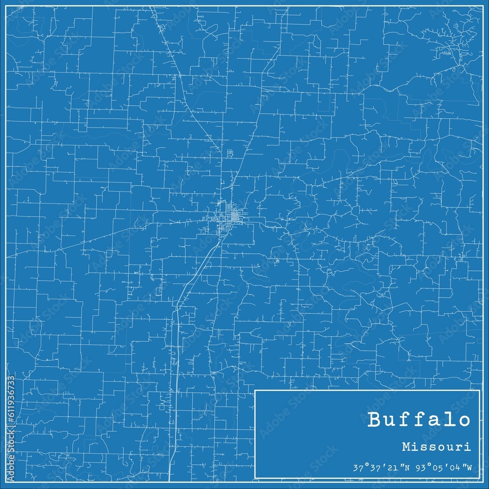 Blueprint US city map of Buffalo, Missouri. - obrazy, fototapety, plakaty 