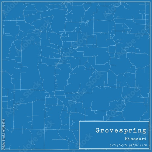 Blueprint US city map of Grovespring, Missouri.