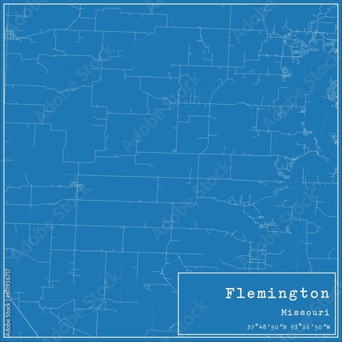 Blueprint US city map of Flemington  Missouri.