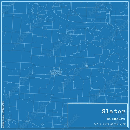 Blueprint US city map of Slater  Missouri.