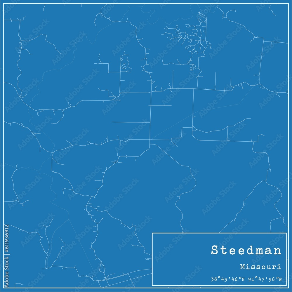 Blueprint US city map of Steedman, Missouri.