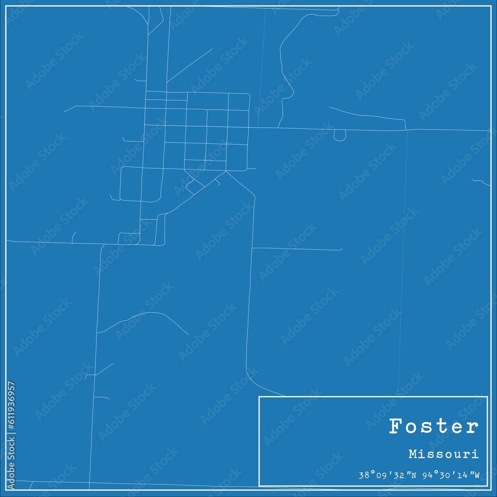 Blueprint US city map of Foster, Missouri.