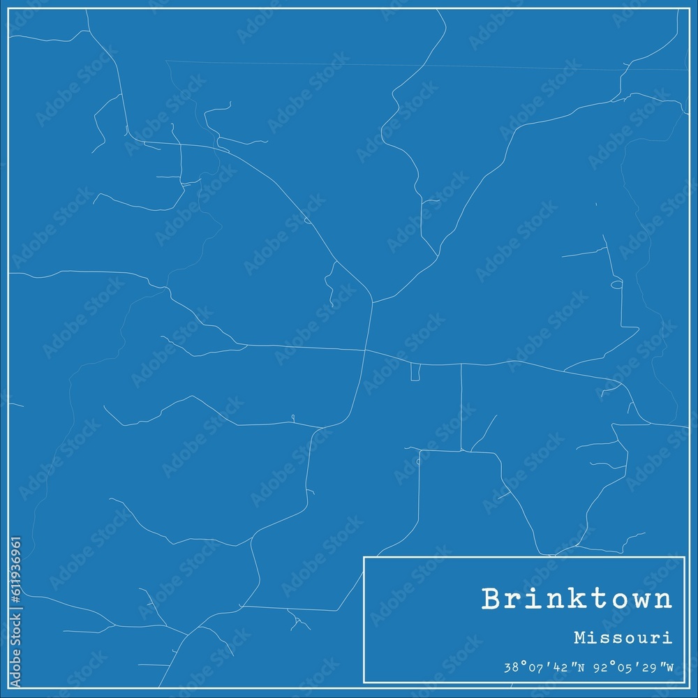 Blueprint US city map of Brinktown, Missouri.