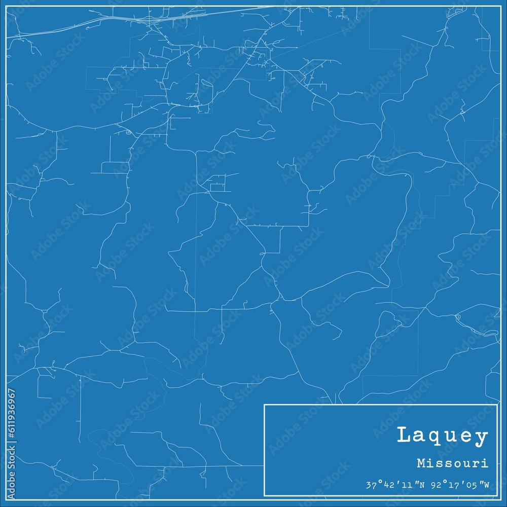 Fototapeta premium Blueprint US city map of Laquey, Missouri.