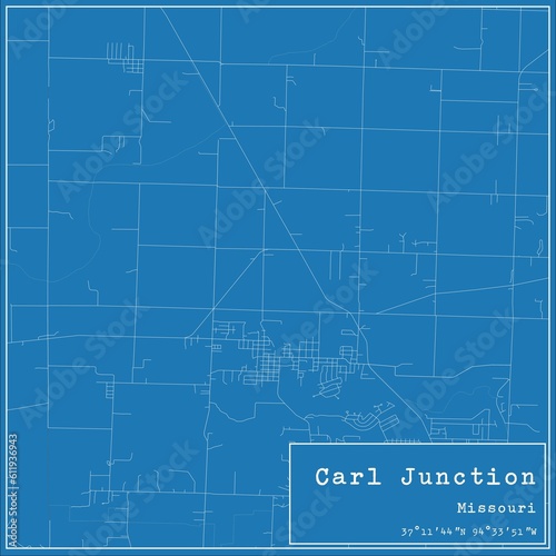 Blueprint US city map of Carl Junction, Missouri.