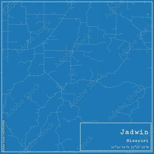 Blueprint US city map of Jadwin, Missouri.