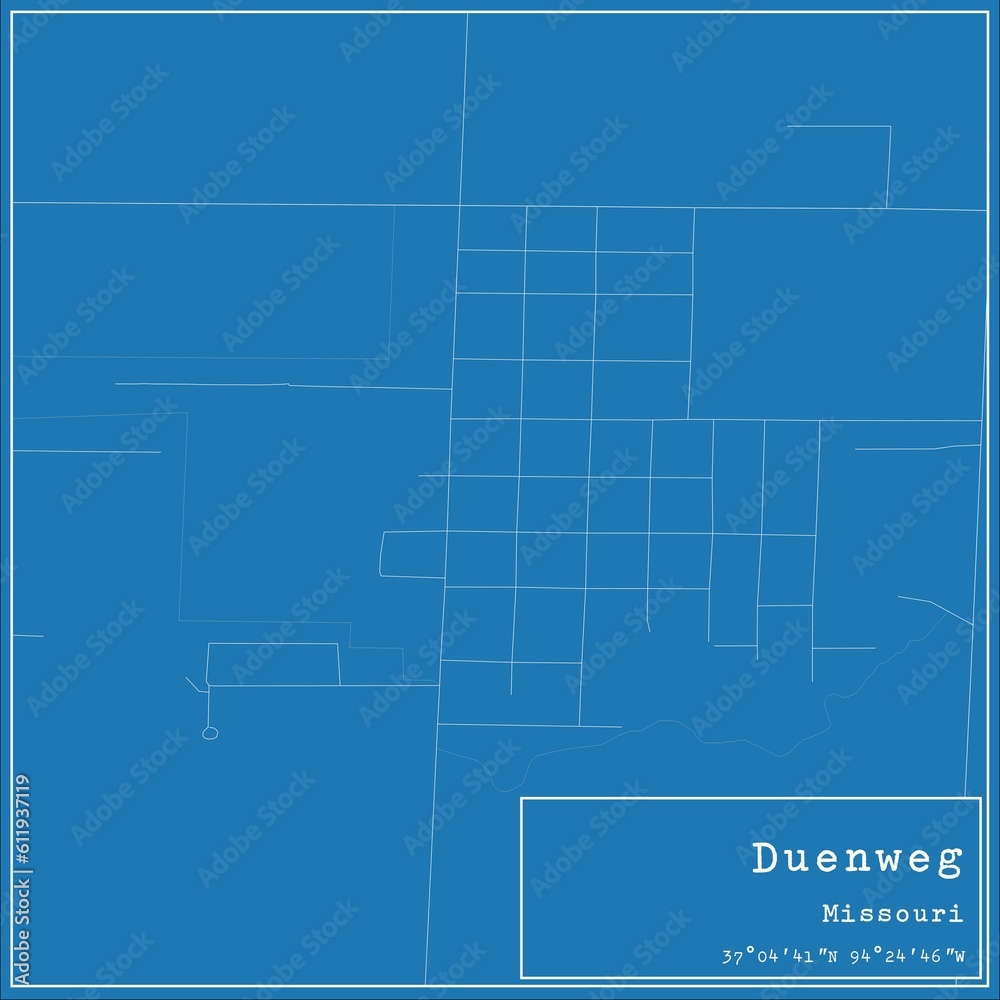 Blueprint US city map of Duenweg, Missouri.