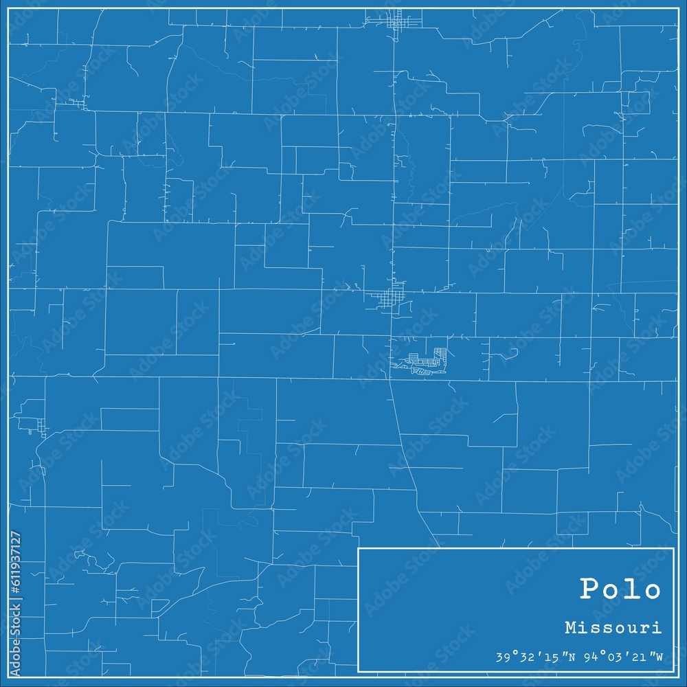 Blueprint US city map of Polo, Missouri.