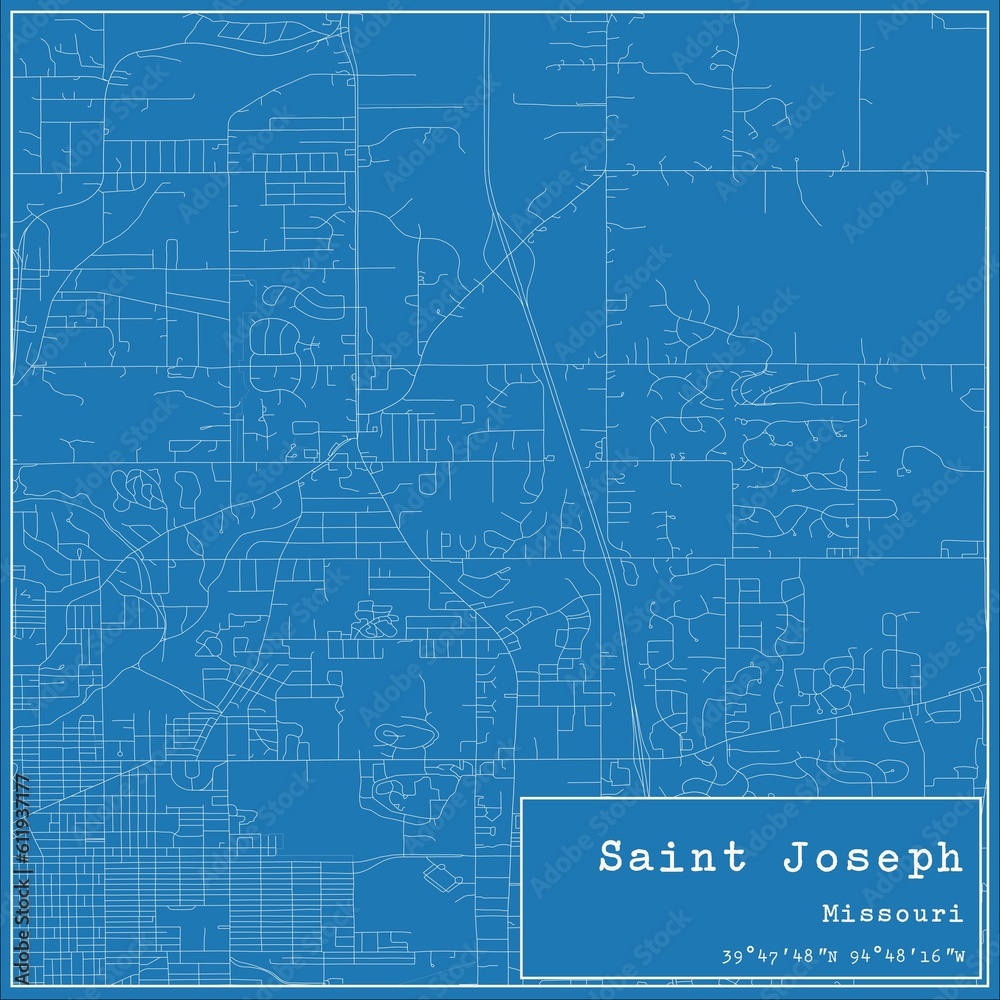 Blueprint US city map of Saint Joseph, Missouri.