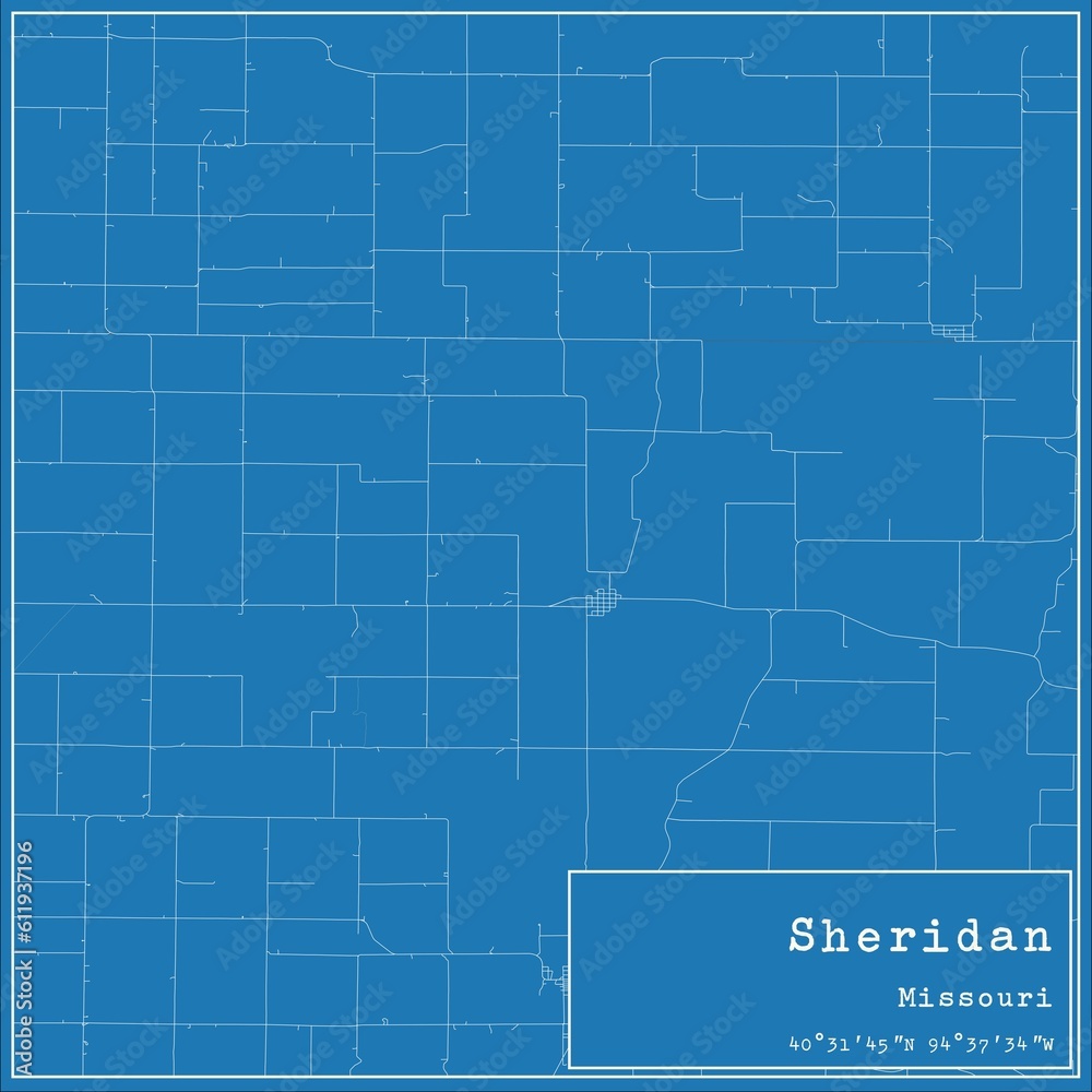 Blueprint US city map of Sheridan, Missouri. Blueprint US city map of Sheridan, Missouri.