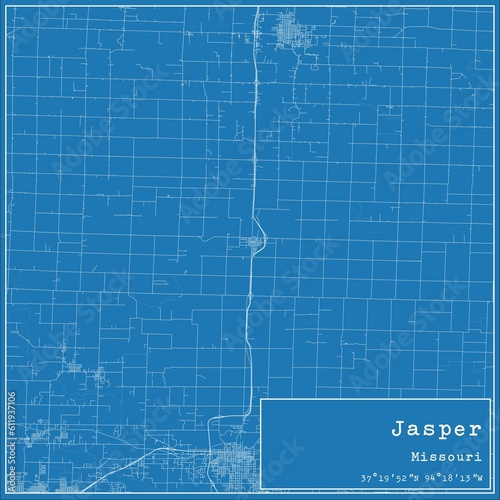 Blueprint US city map of Jasper  Missouri.