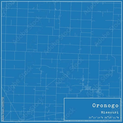 Blueprint US city map of Oronogo  Missouri.