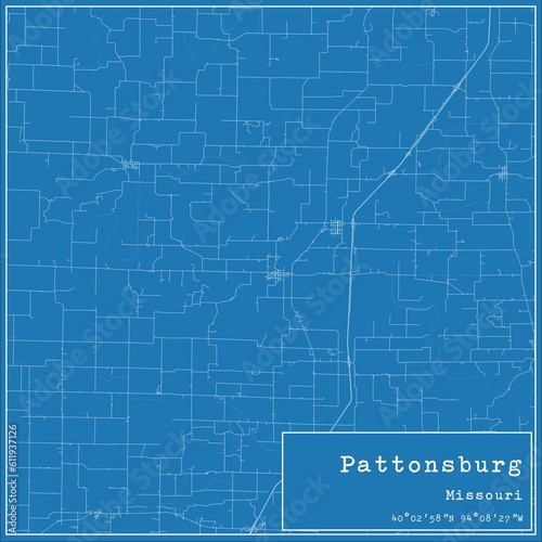 Blueprint US city map of Pattonsburg  Missouri.