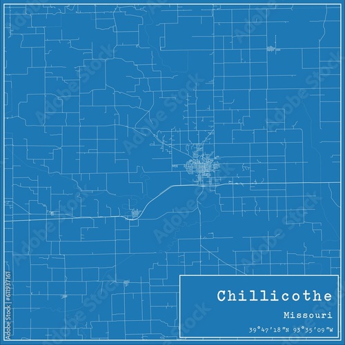 Blueprint US city map of Chillicothe, Missouri. photo