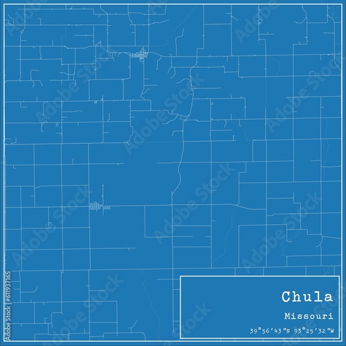 Blueprint US city map of Chula, Missouri. photo