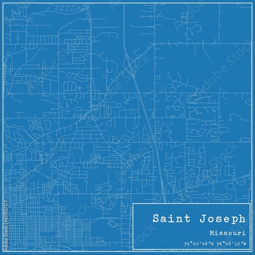 Blueprint US city map of Saint Joseph, Missouri.