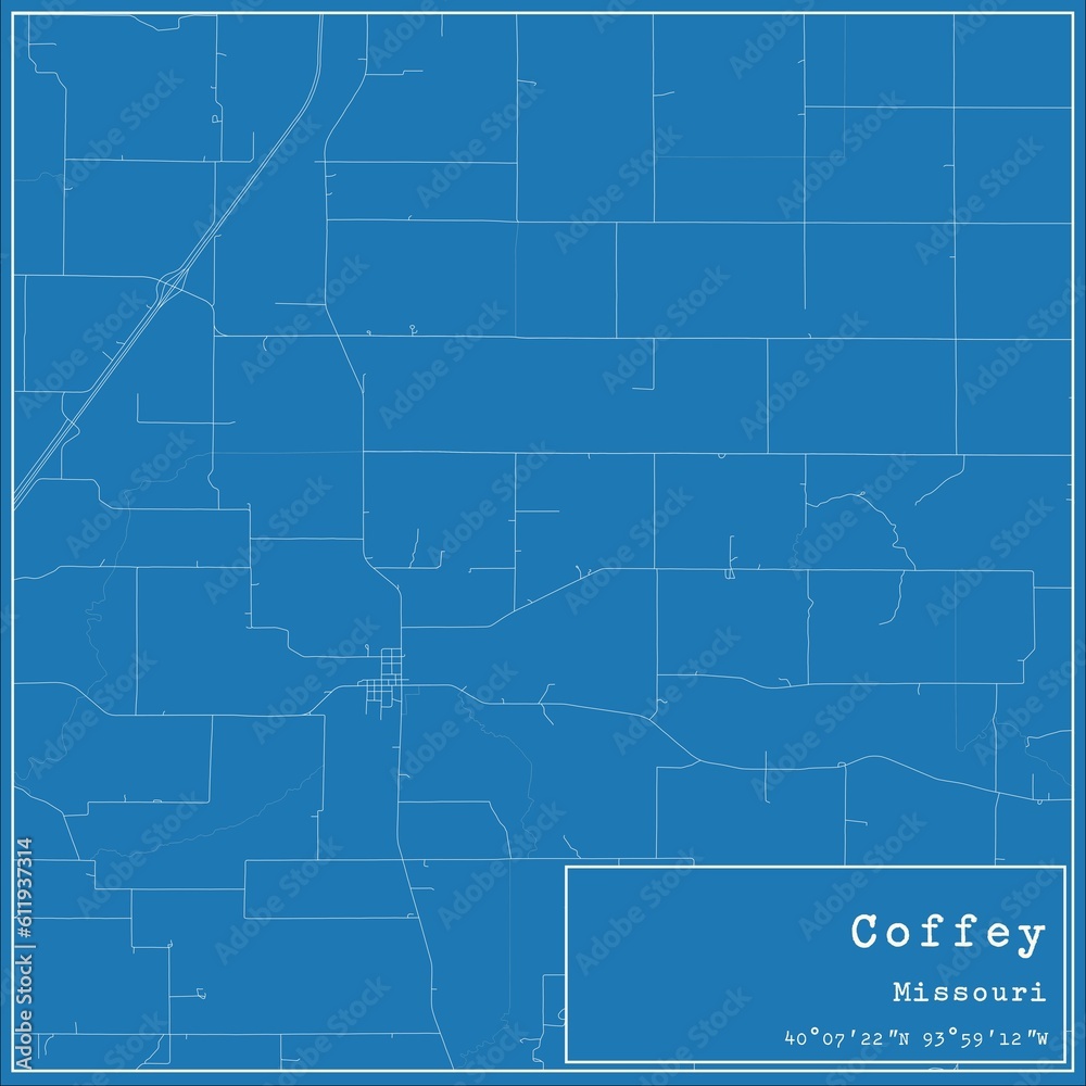 Blueprint US city map of Coffey, Missouri. Blueprint US city map of Coffey, Missouri.