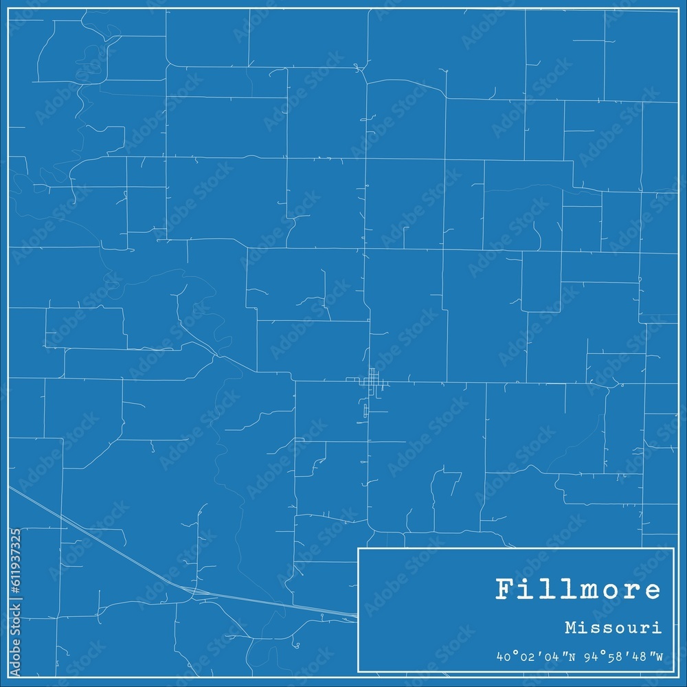 Blueprint US city map of Fillmore, Missouri. Blueprint US city map of Fillmore, Missouri.