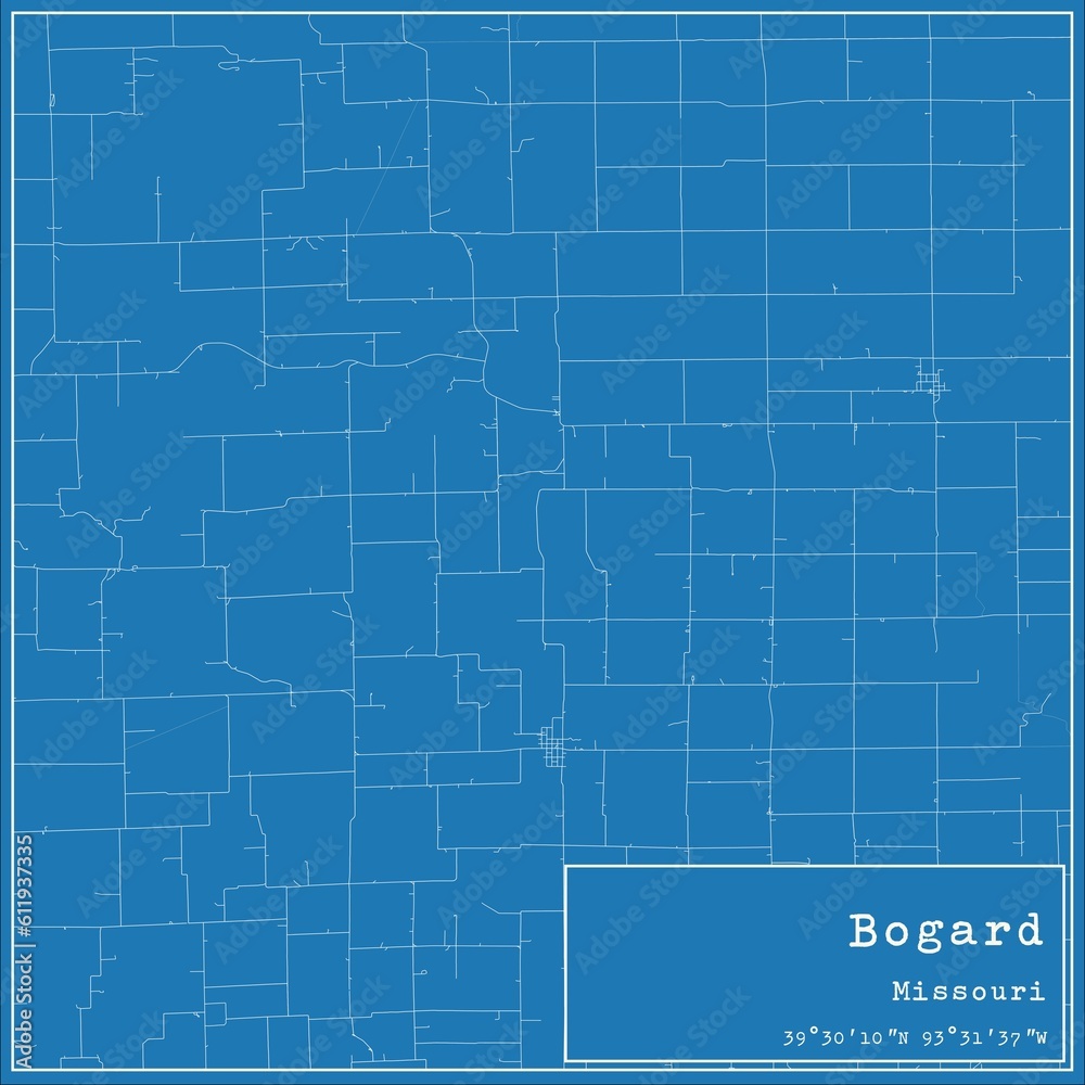 Blueprint US city map of Bogard, Missouri.