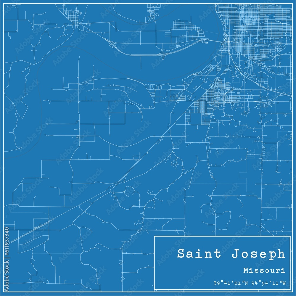 Obraz premium Blueprint US city map of Saint Joseph, Missouri.