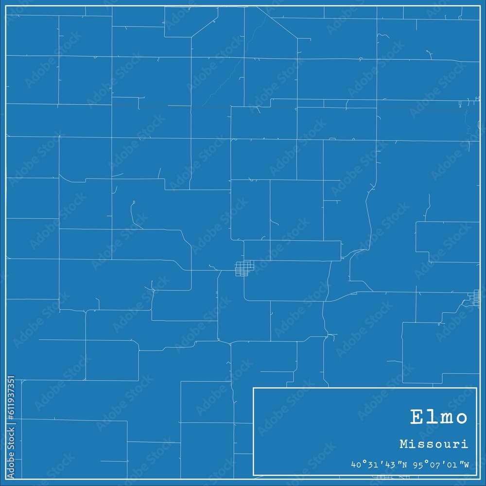Blueprint US city map of Elmo, Missouri. Blueprint US city map of Elmo, Missouri.
