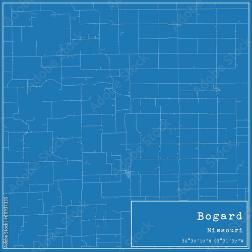 Blueprint US city map of Bogard  Missouri.