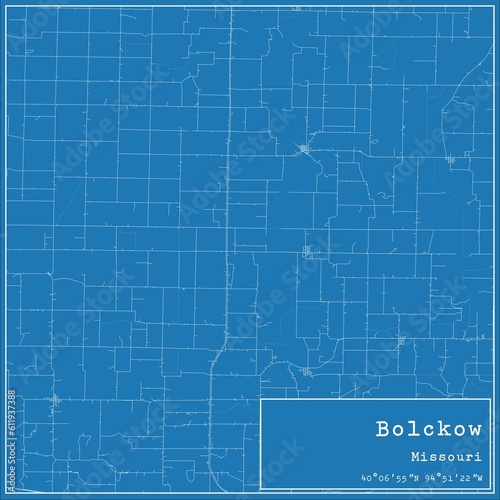 Blueprint US city map of Bolckow  Missouri.