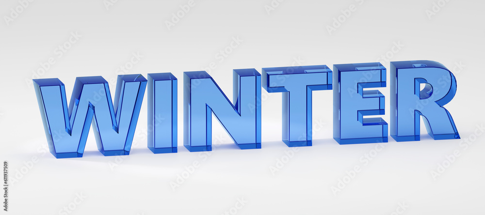 Soft blue glass style Christmas mood sign Winter Modern Minimal New Year Concept- 3D render Illustration