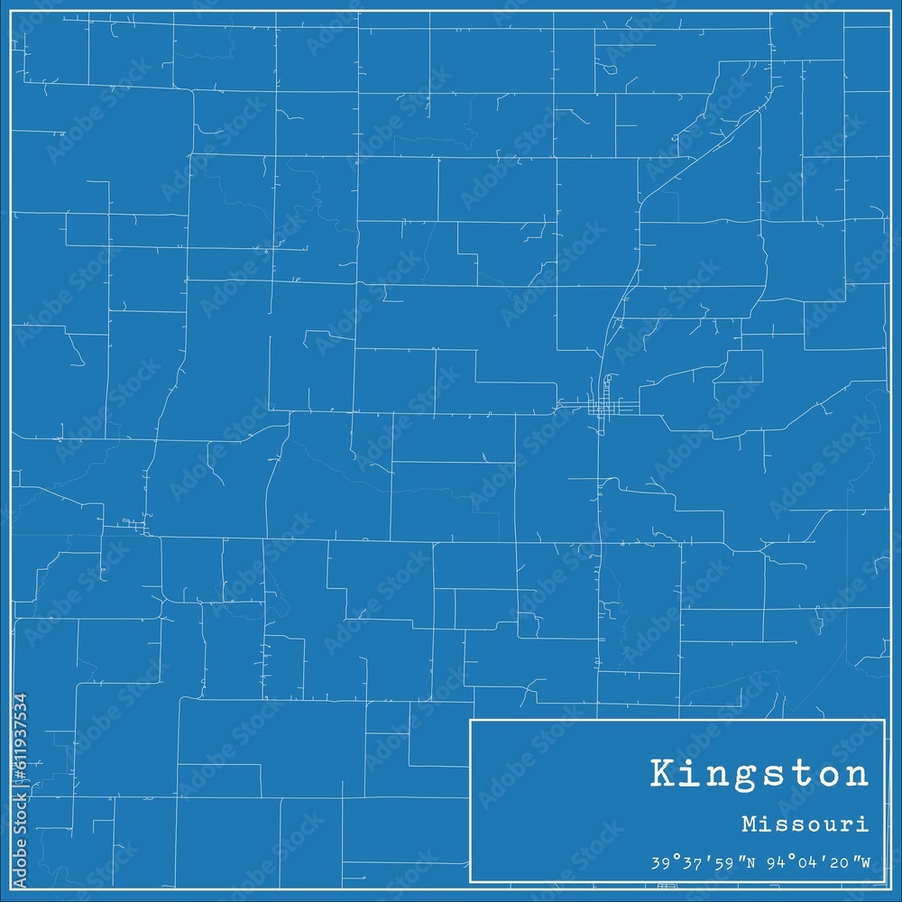 Blueprint US city map of Kingston, Missouri.