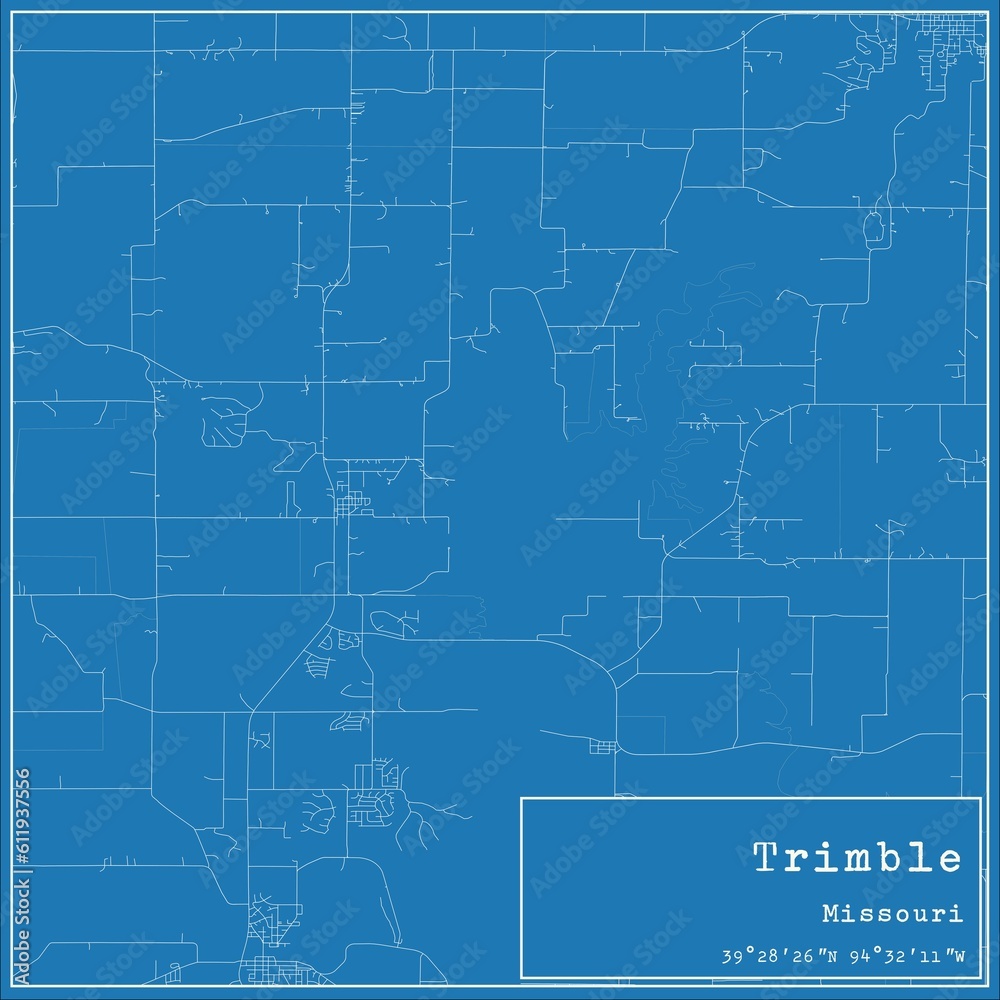 Fototapeta premium Blueprint US city map of Trimble, Missouri.