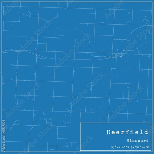 Blueprint US city map of Deerfield, Missouri. photo