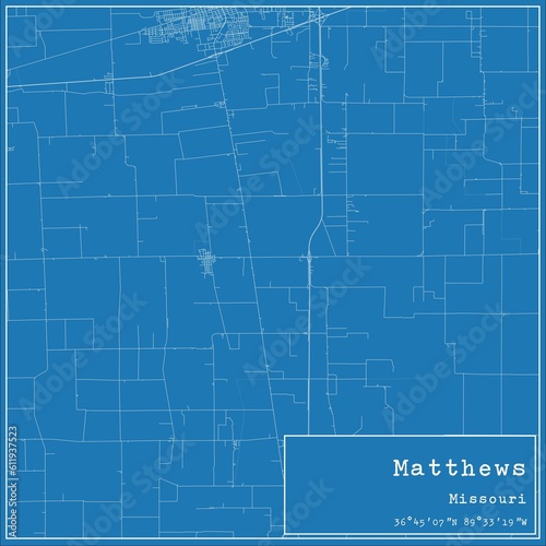 Blueprint US city map of Matthews, Missouri.