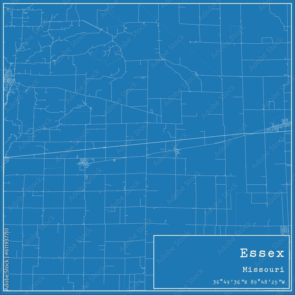 Blueprint US city map of Essex, Missouri. Blueprint US city map of Essex, Missouri.