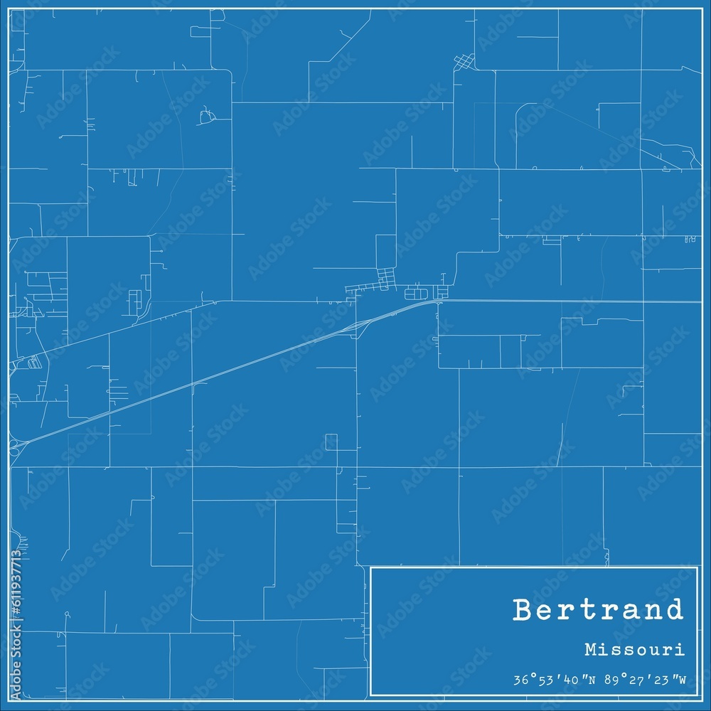 Blueprint US city map of Bertrand, Missouri. Blueprint US city map of Bertrand, Missouri.