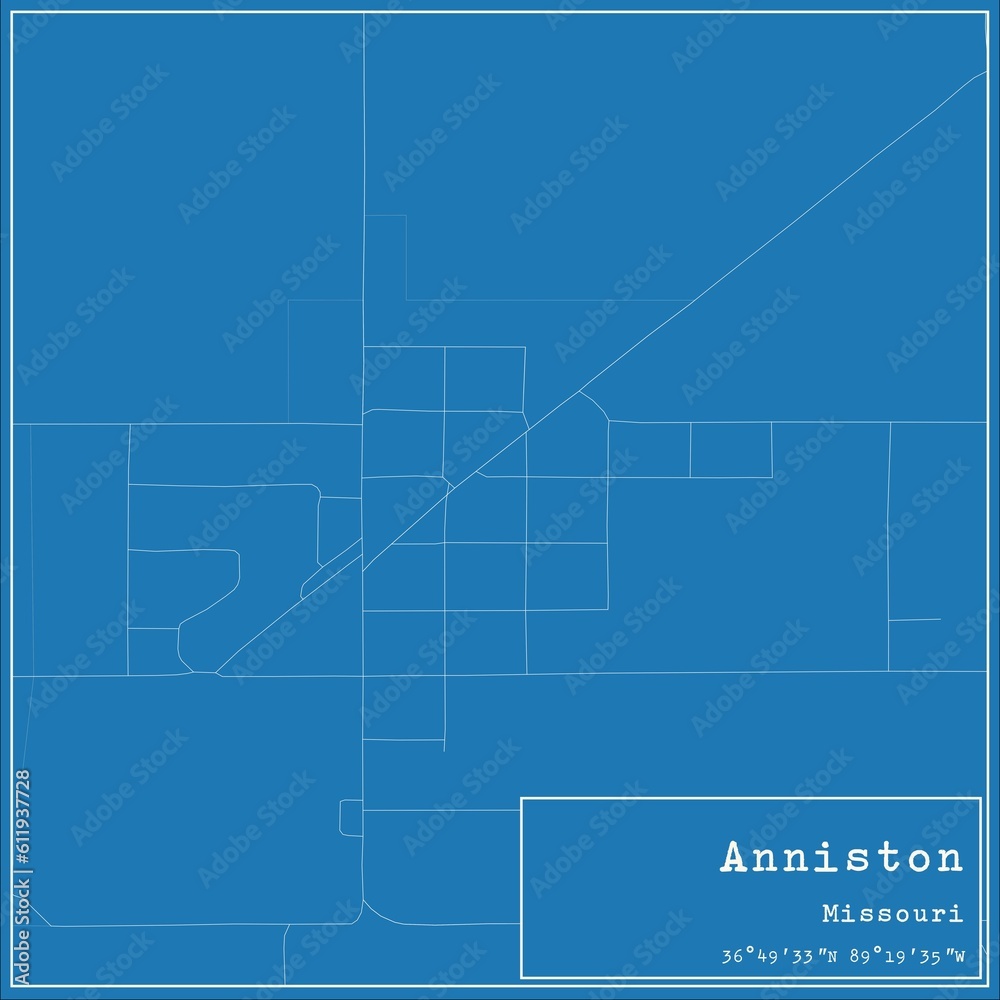 Blueprint US city map of Anniston, Missouri. Blueprint US city map of Anniston, Missouri.