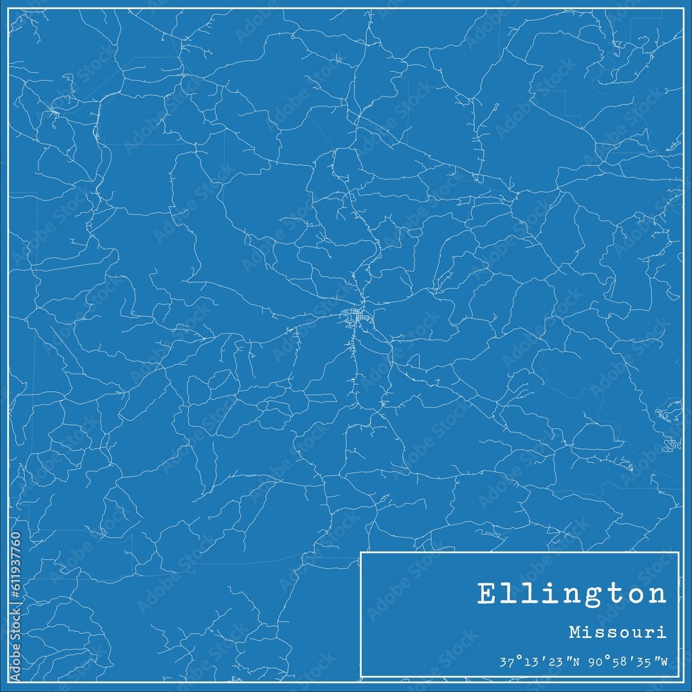 Blueprint US city map of Ellington, Missouri. Blueprint US city map of Ellington, Missouri.