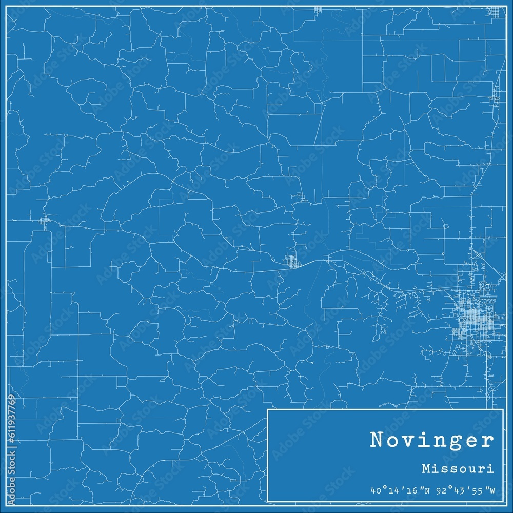 Blueprint US city map of Novinger, Missouri. Blueprint US city map of Novinger, Missouri.