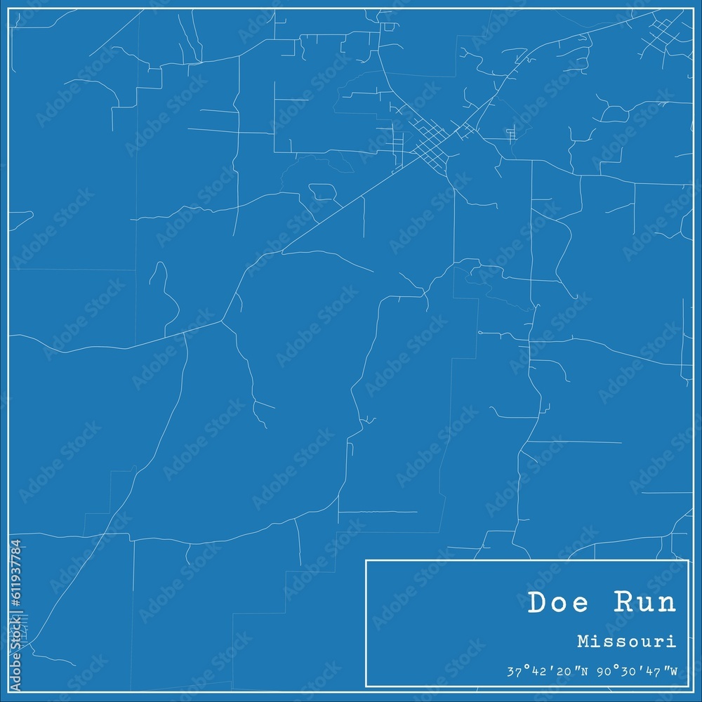 Blueprint US city map of Doe Run, Missouri.