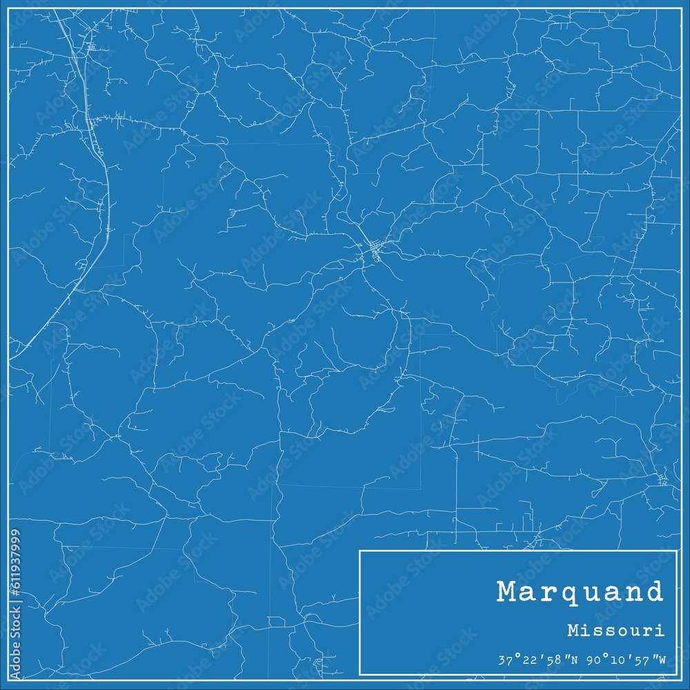 Blueprint US city map of Marquand, Missouri.